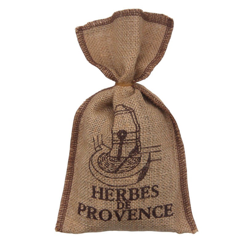 Jute Pouch – Herbes de Provence 150g with Black Screen Print + Fountain Design