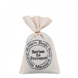 Duo Cadeau – Moulin à herbes de Provence (motif lavande) + Sac coton 100 g – Présentation kraft